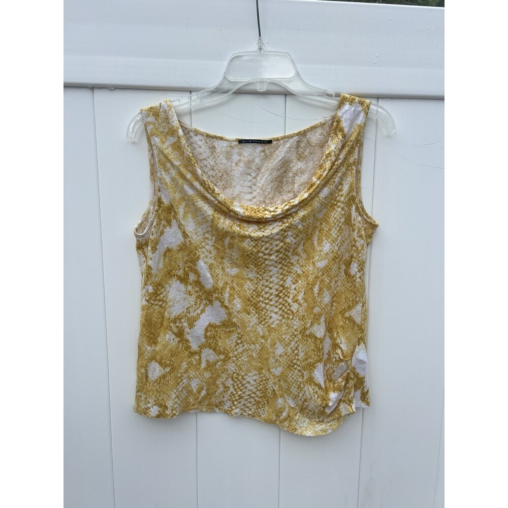Elie Tahari Linen Top Sleeveless Yellow Lightweight Sz Large *
